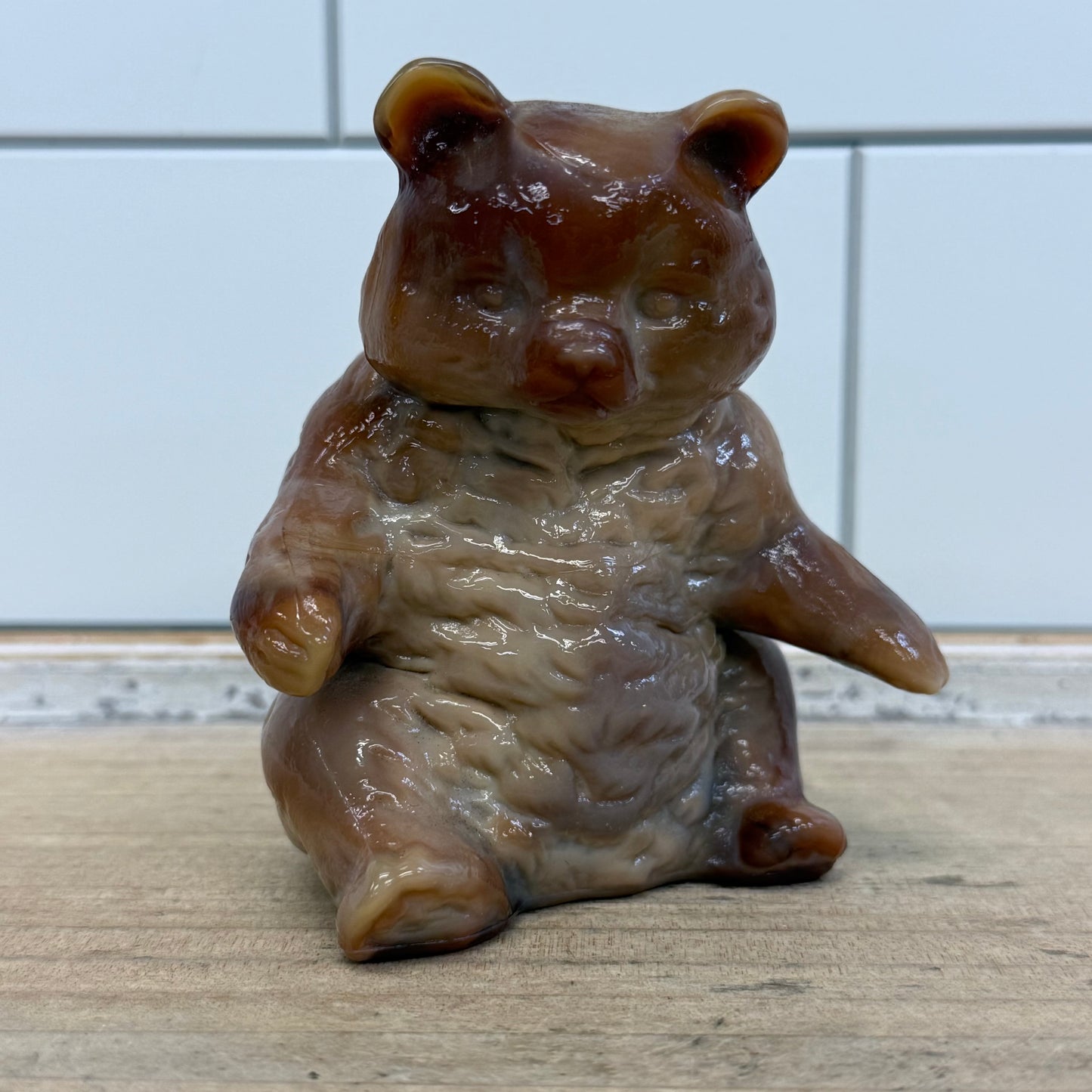 Mosser Slag Glass Sitting Bear Rare Paperweight Figurine