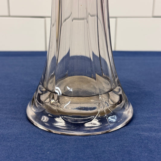 Tall Clear Glass Swung Vase Vintage Art Glass