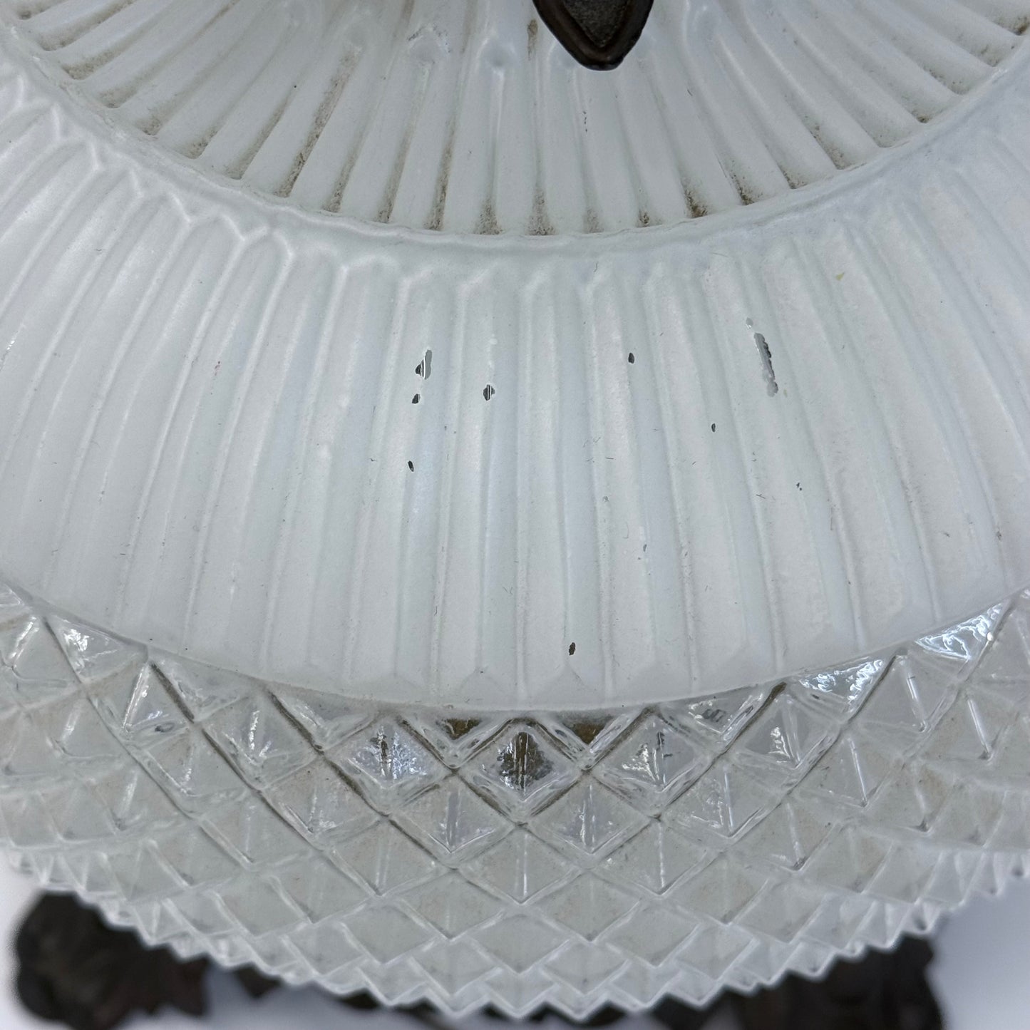 Hollywood Regency Frosted Glass Table Lamp Vintage 1960s