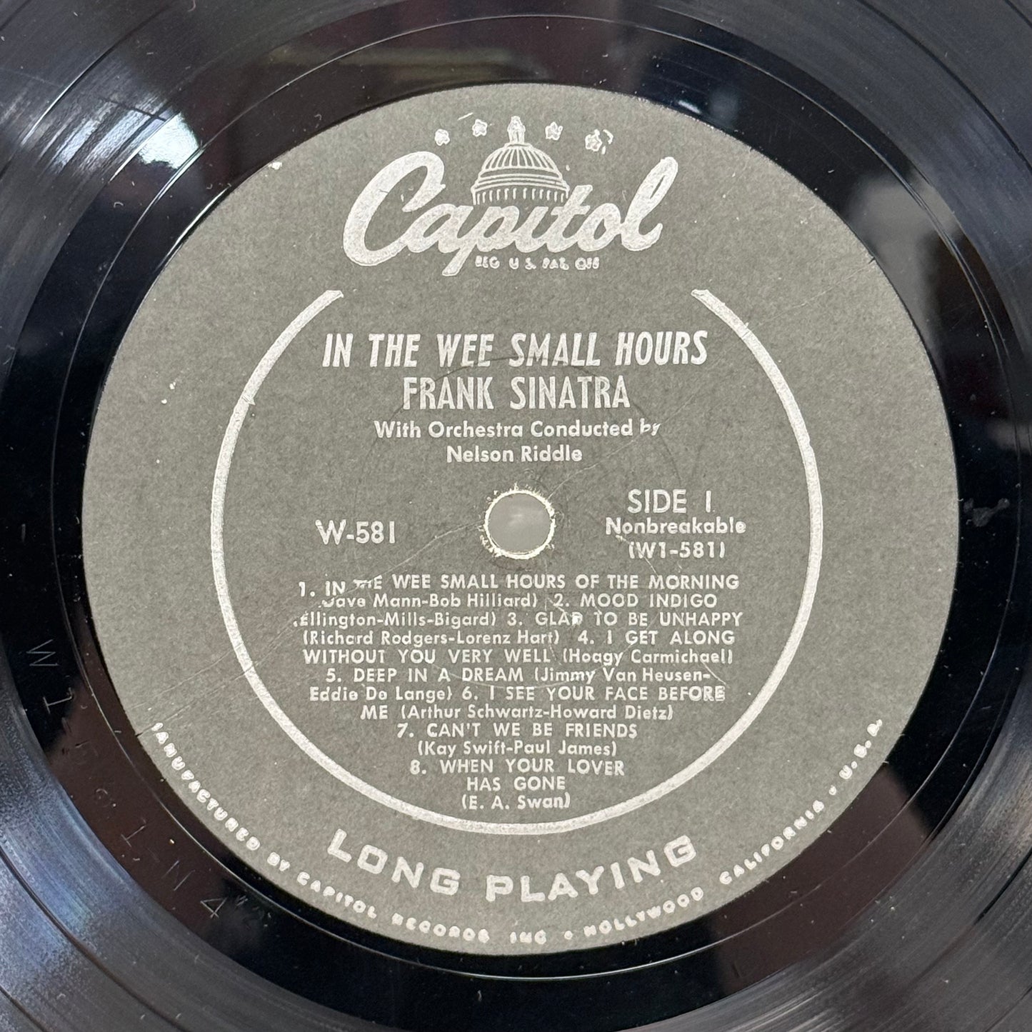 Frank Sinatra In the Wee Small Hours Vinyl LP Capitol #W-581 1955