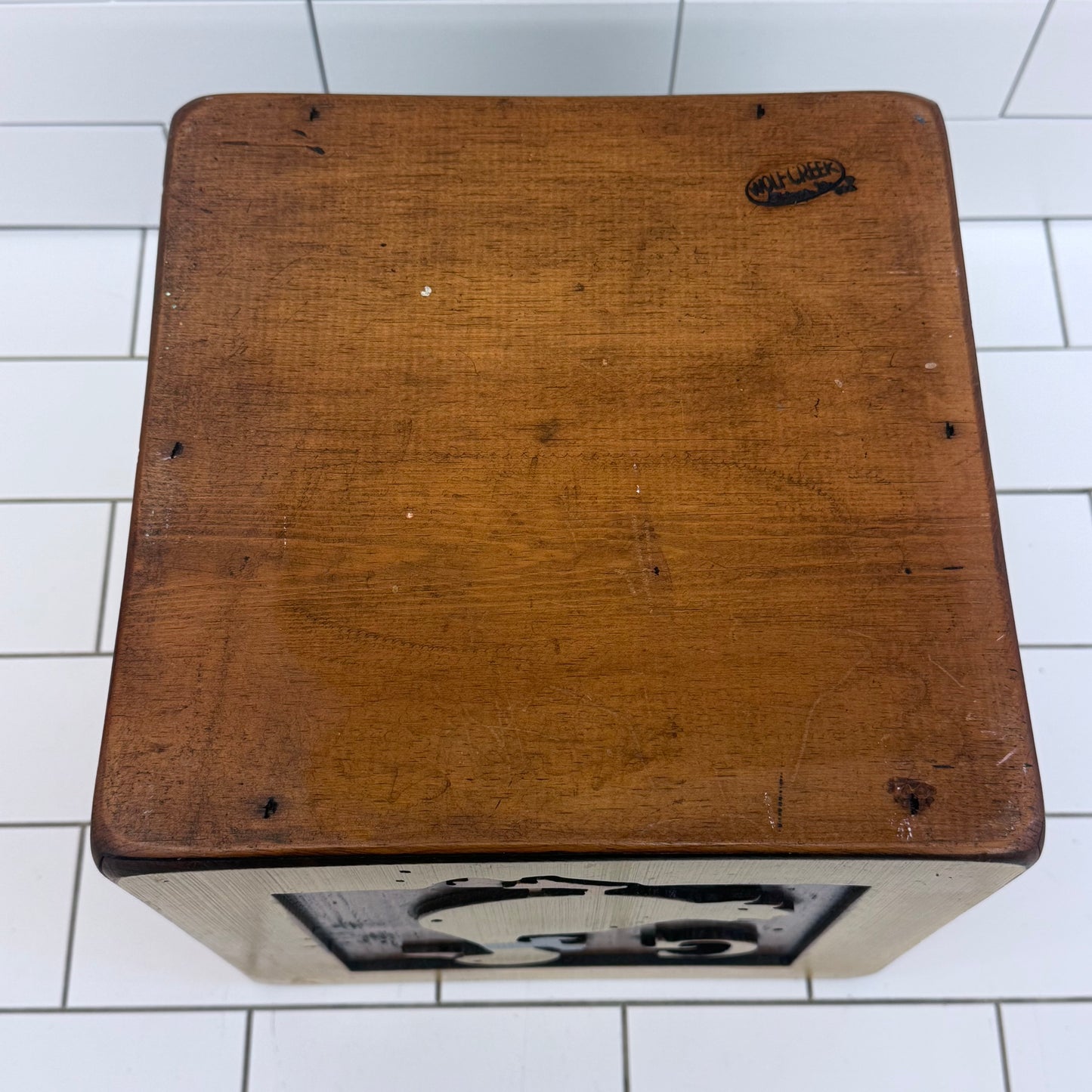 Vintage Folk Art Oversized Alphabet Block Wood Display