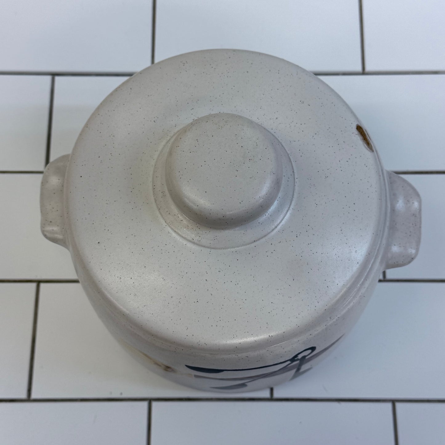 West Bend Stoneware Fork Lidded Kitchen Crock Canister 1970s