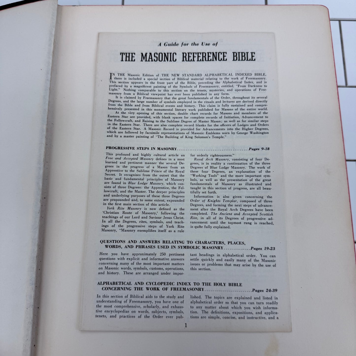 Hertel Masonic Edition King James Holy Bible 1951 edition