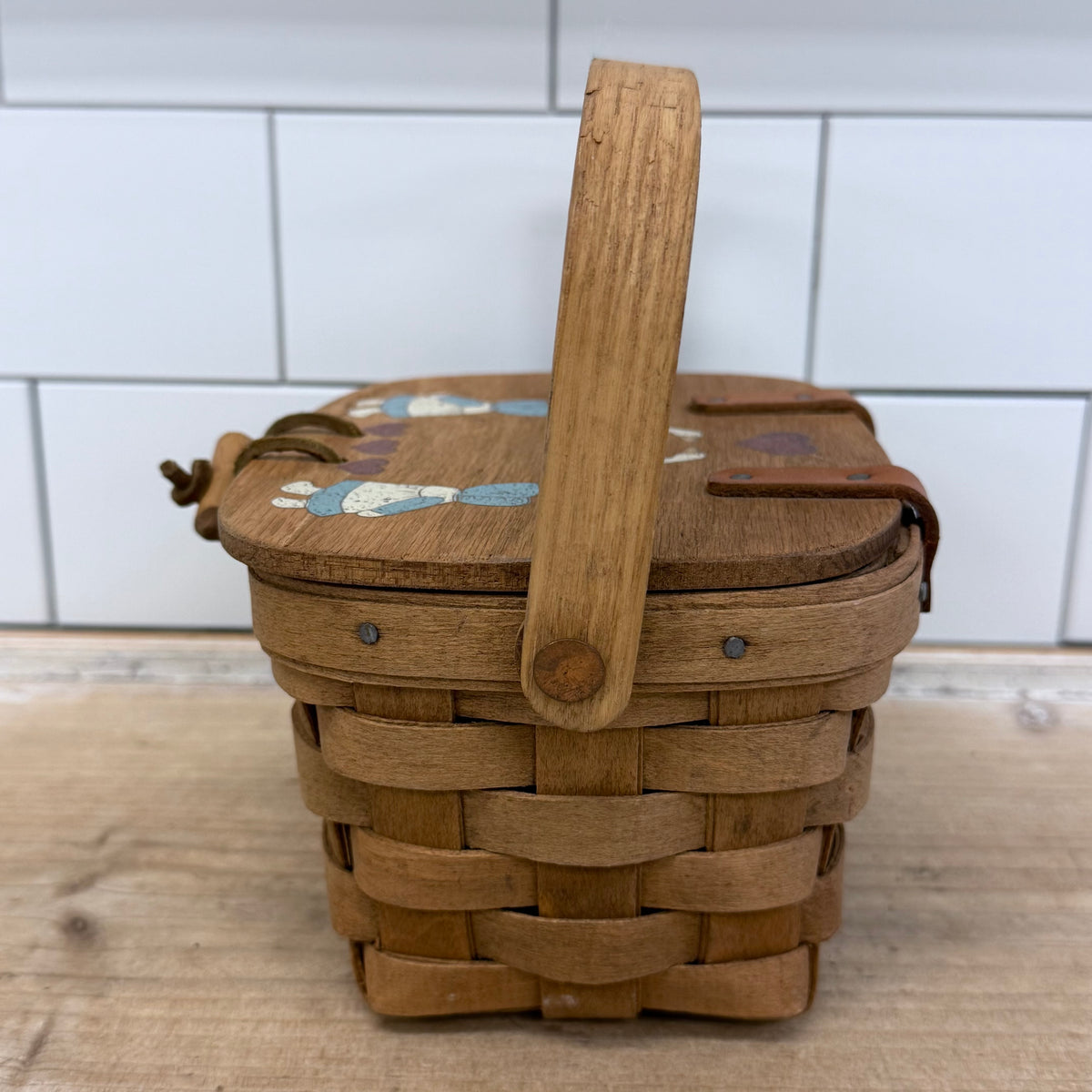 Longaberger Lidded Basket Folk Art Vintage 1986