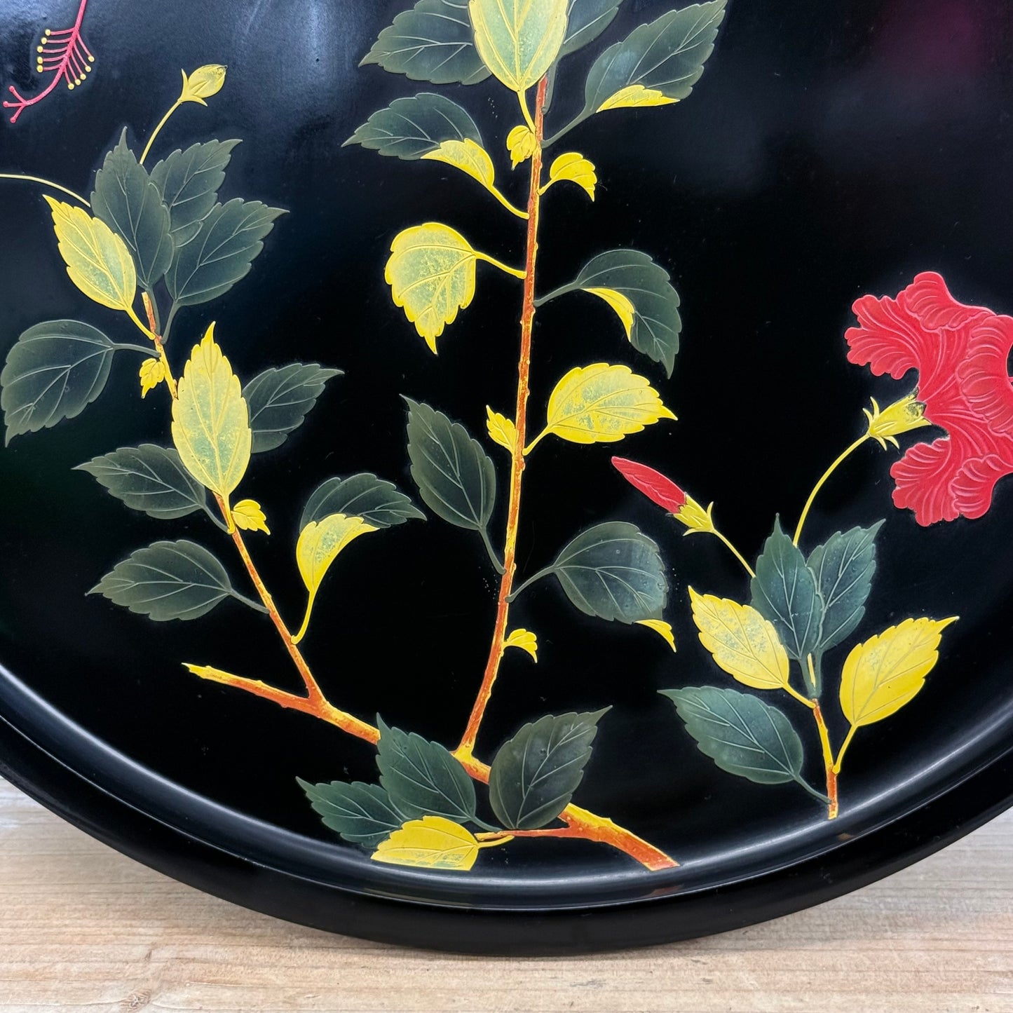 Bembo Okinawa Japanese Lacquerware Floral Serving Tray