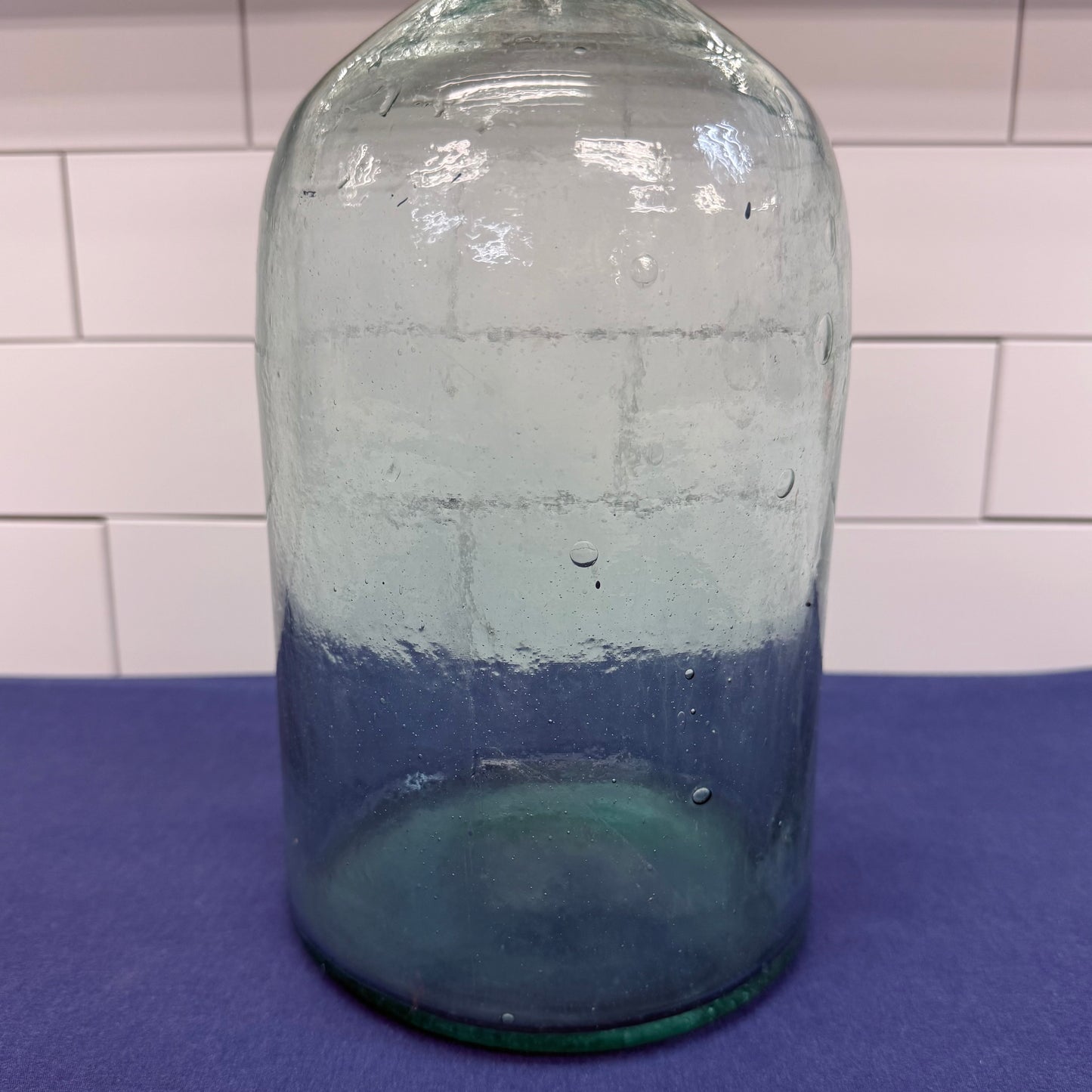 Hand Blown Aqua Glass Bottle Primitive Antique Demijohn