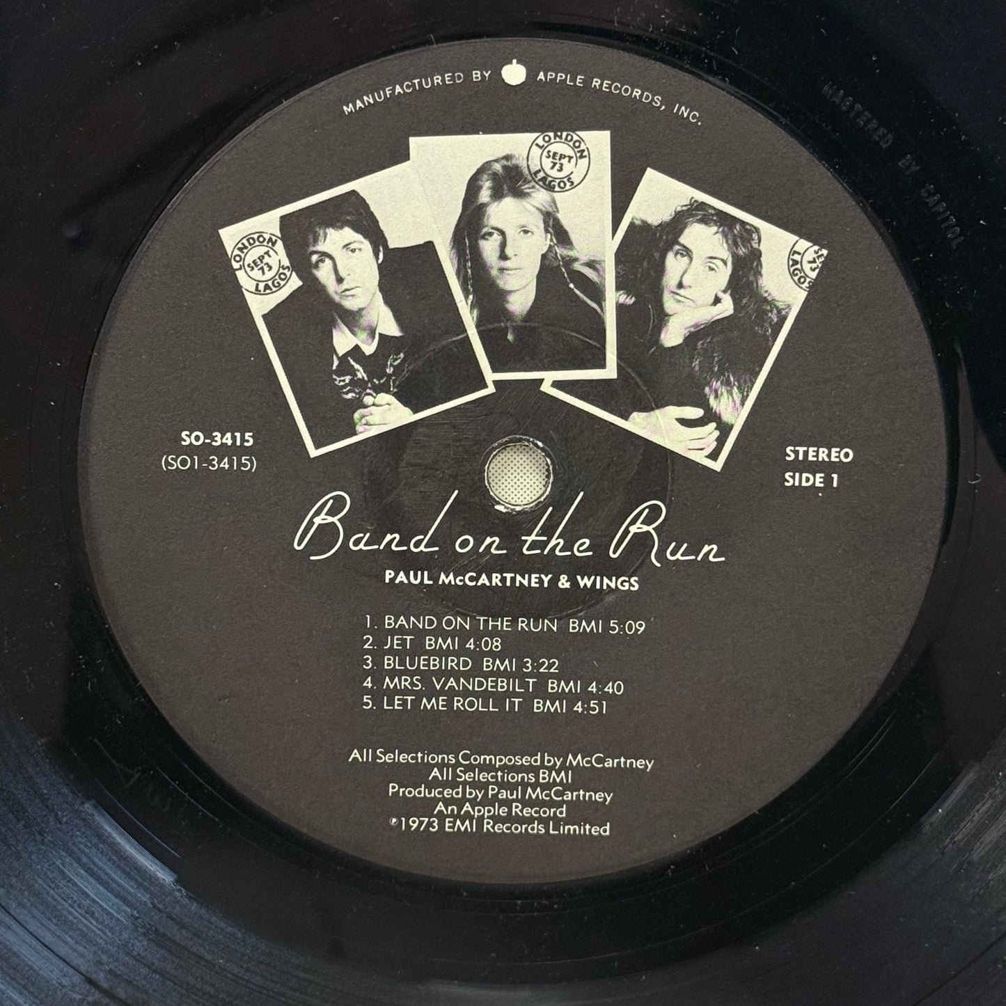 Paul McCartney & Wings Band on the Run Vinyl Record 1973 #SO3415