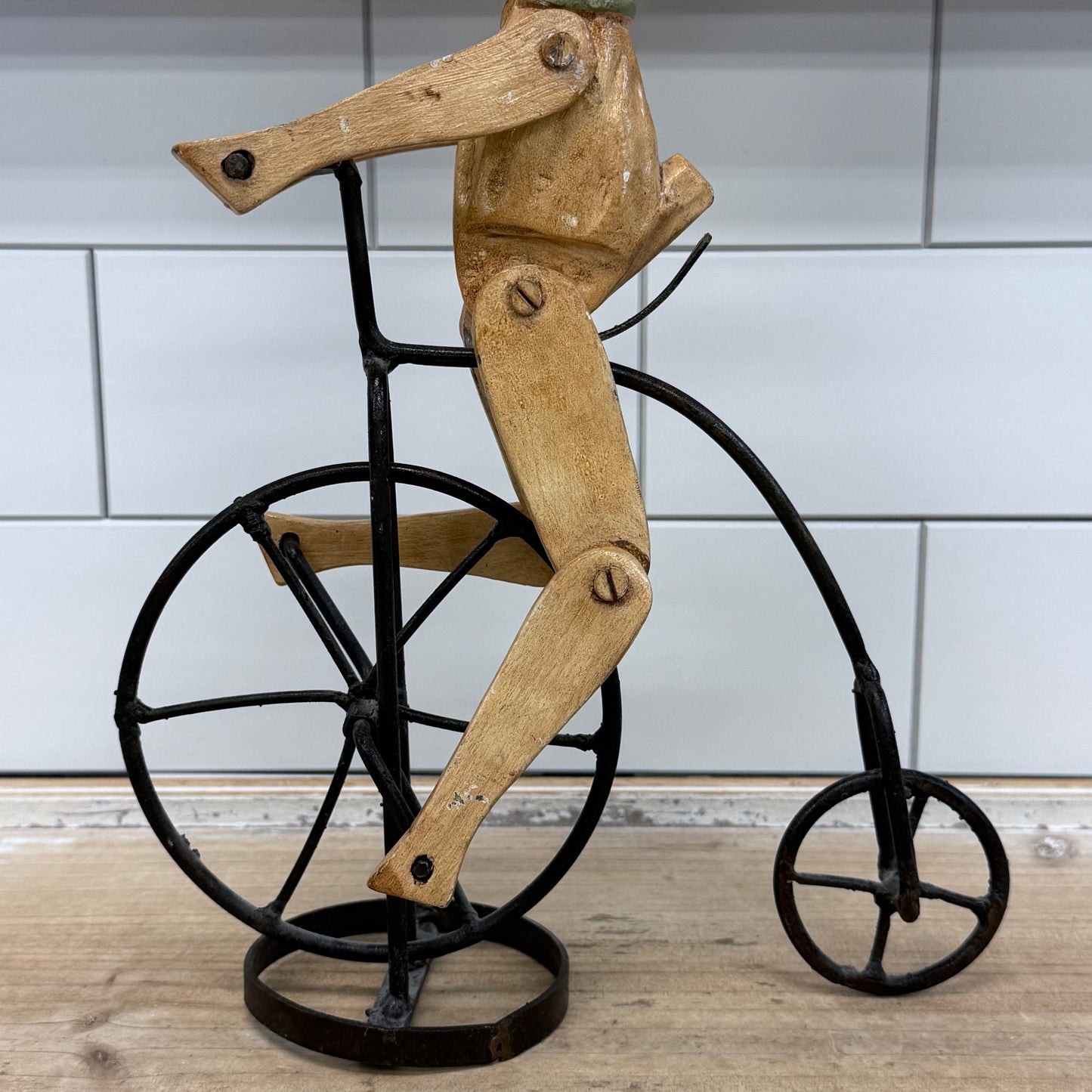 Primitive Rabbit on Penny Farthing Bicycle Folk Art Sculpture