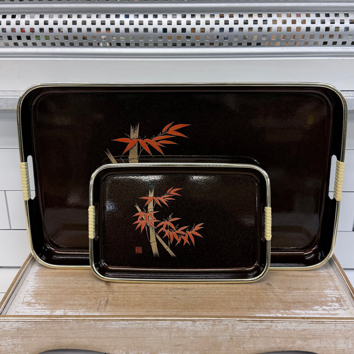 Japanese Style Bamboo Serving Trays Set of 2