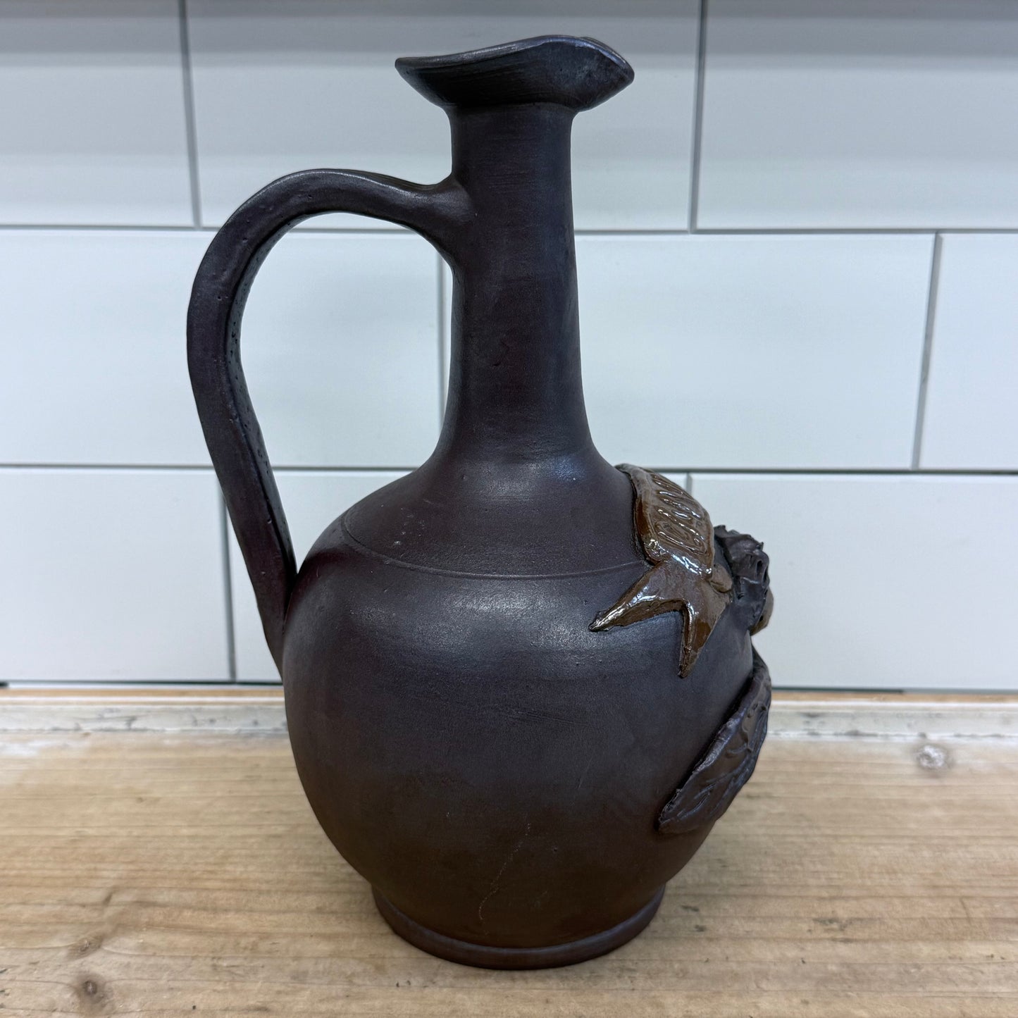 French Calvados Apple Brandy Ceramic Jug France 1960s-70s