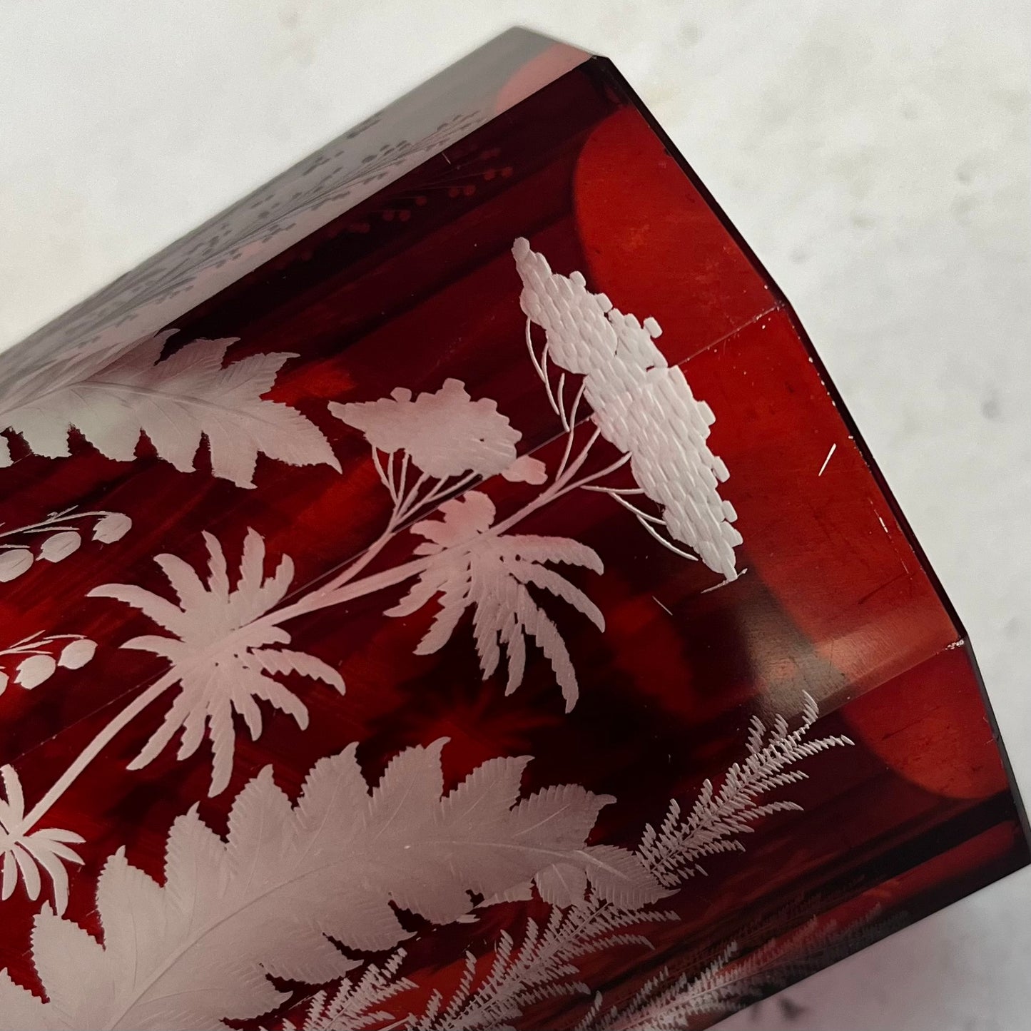Cut to Clear Botanical Ruby Glass