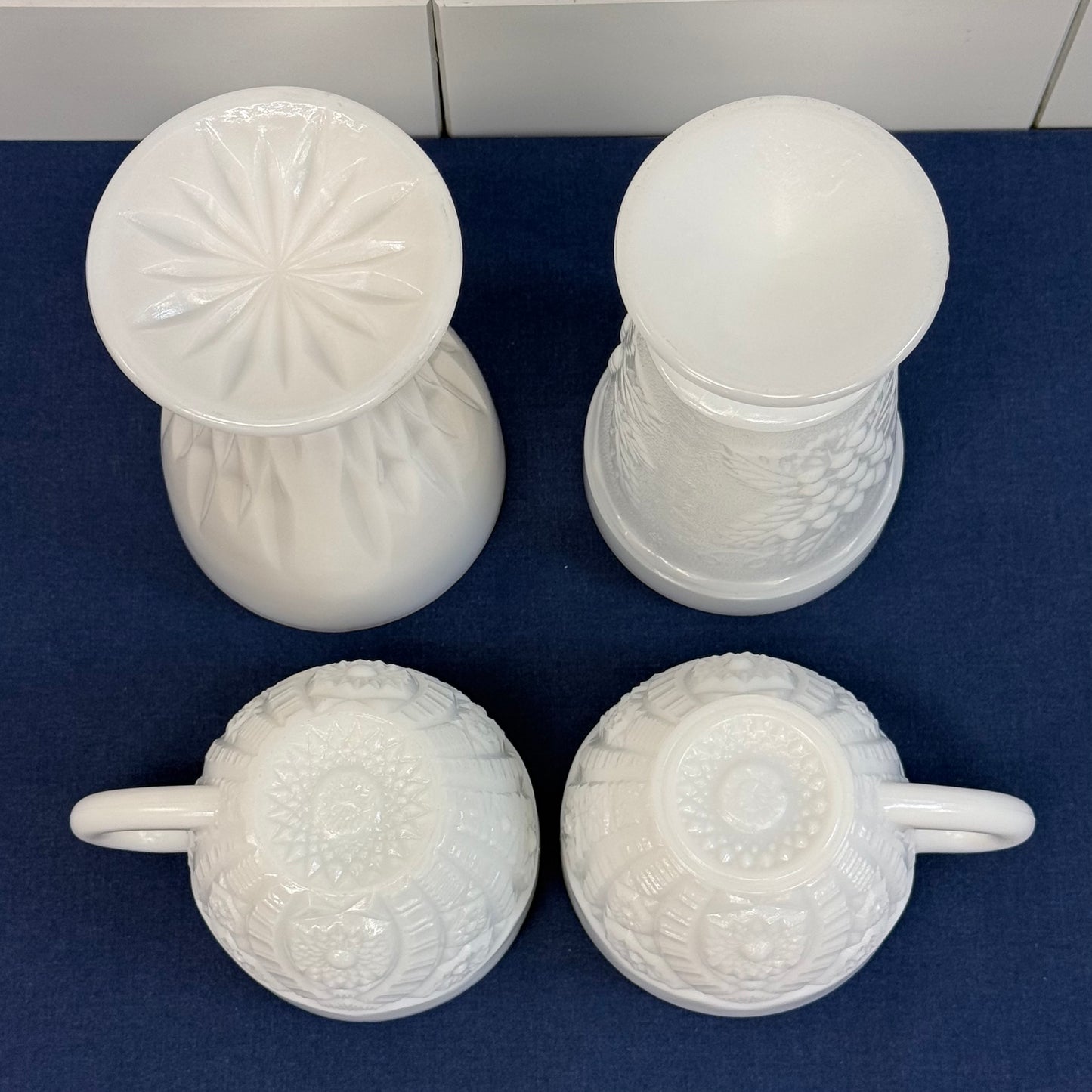 Milk Glass Drinkware Lot McKee Anchor Hocking Hazel-Atlas Vintage 1960s