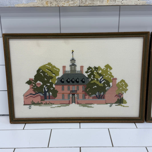 Colonial Williamsburg Cross Stitch Art Set of 2 1978/1980