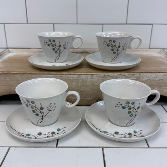 Franciscan It's A Breeze Teacup & Saucer Set of 4