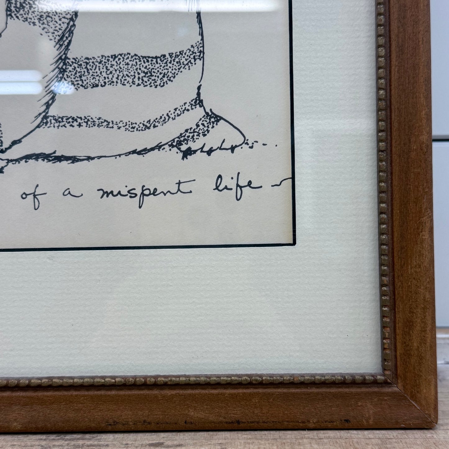 Original Cat Ink Drawing Humorous Quote Folk Art