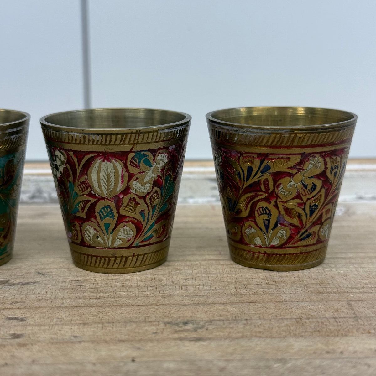 Indian Brass Floral Shot Cups Set of 6