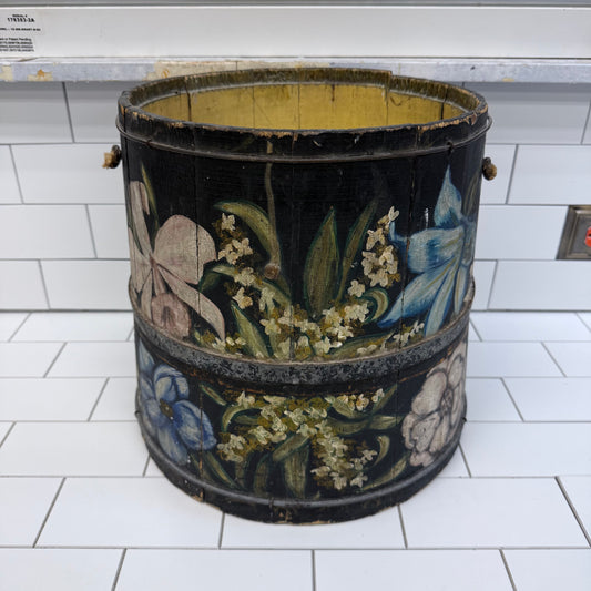 Decorative Bucket, Hand Painted Floral