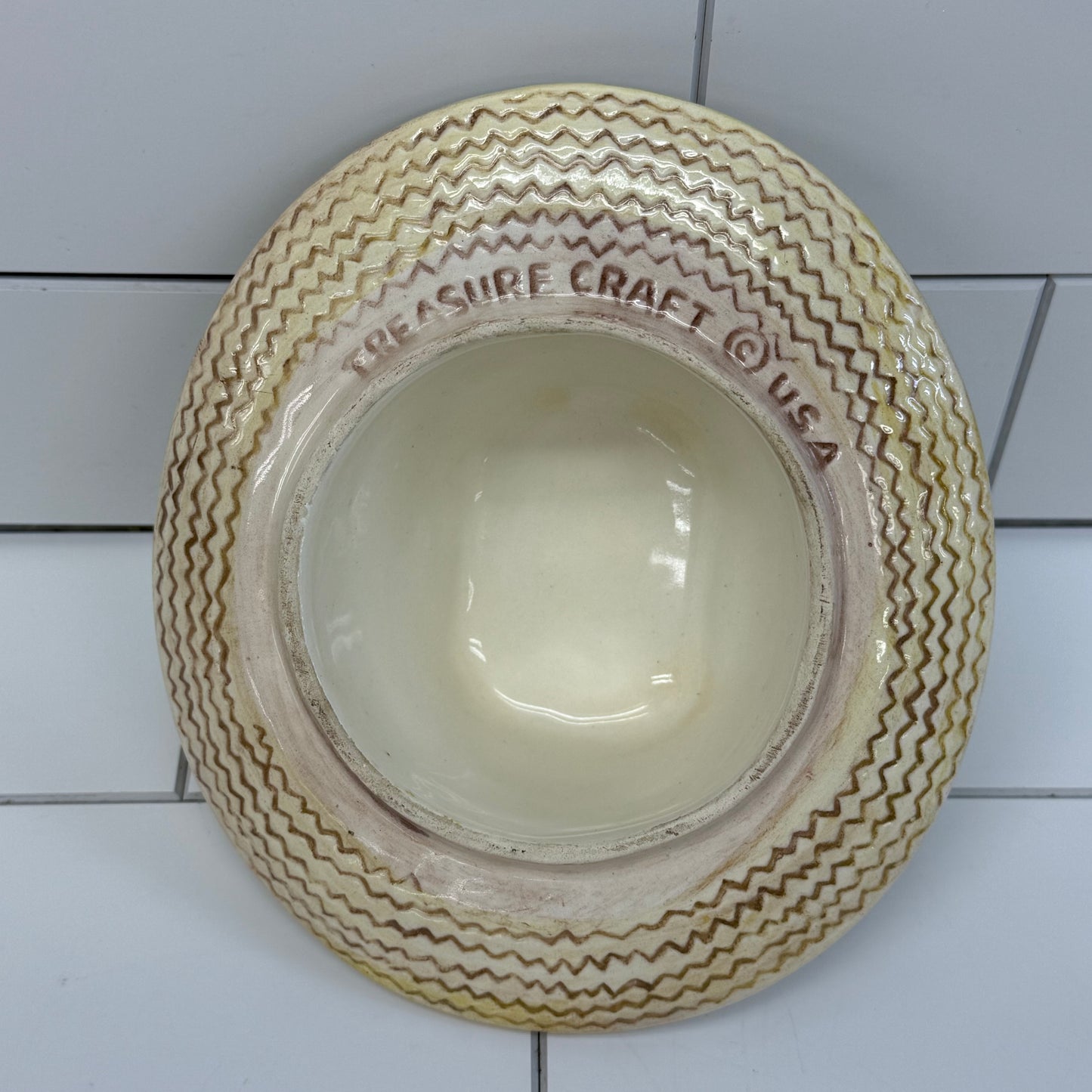 Treasure Craft Farmer Pig Cookie Jar, Ceramic 1960s