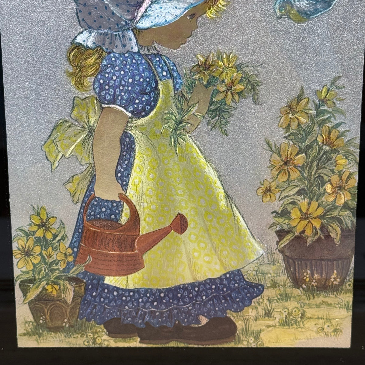 Dufex Foil Print Bonnet Girl Garden Framed Wall Art