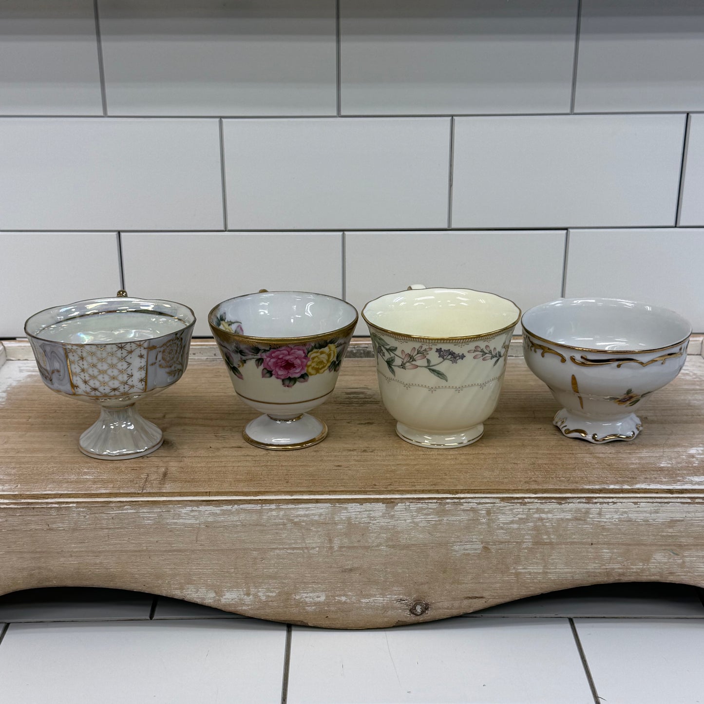 Bone China Teacup & Saucer Lot of 4 Vintage c.1950s-1970s
