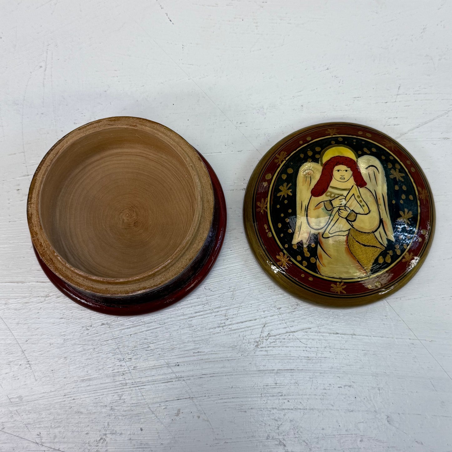 Terry’s Village Hand Painted Angel Wooden Trinket Box