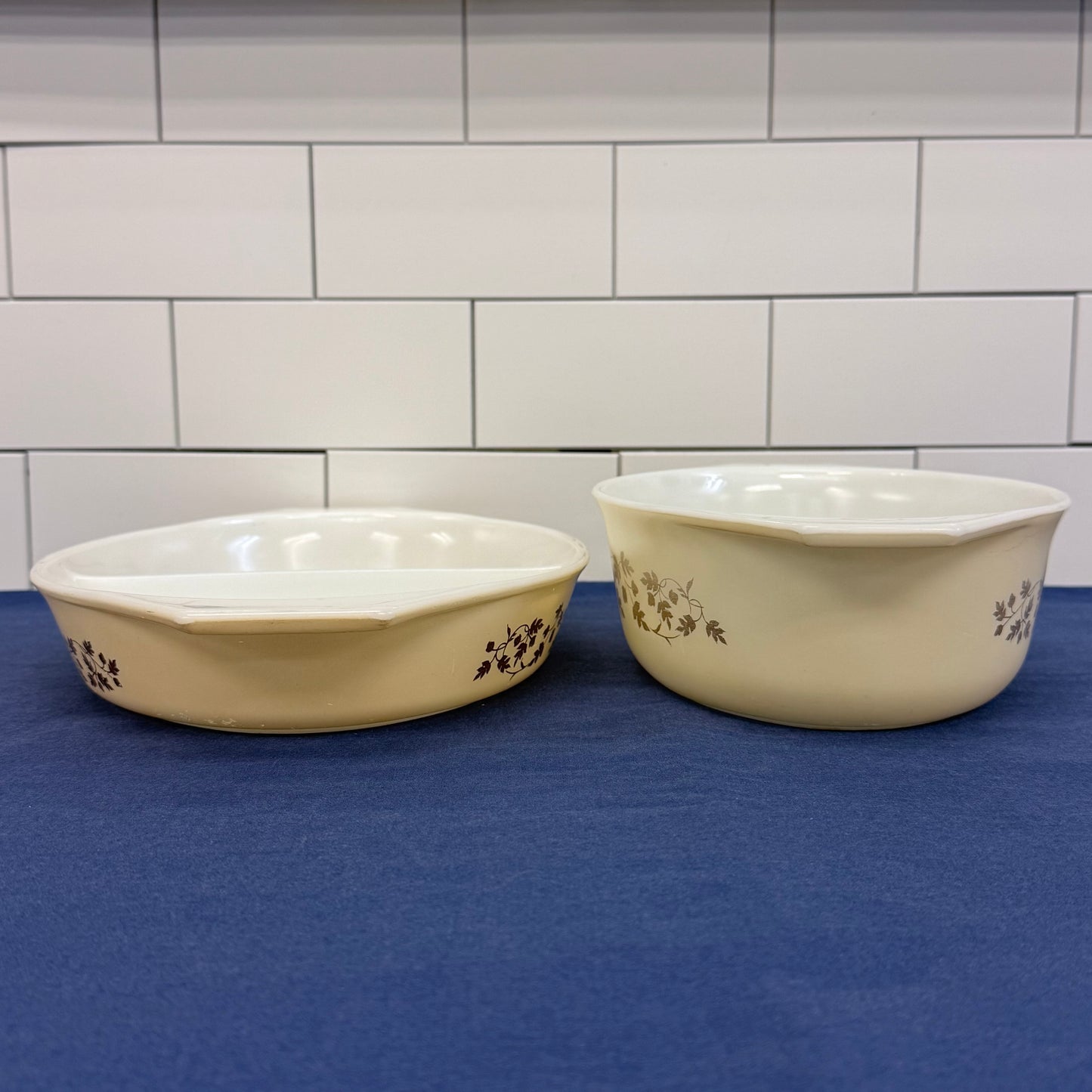 Pyrex Golden Acorn Casserole Dishes Set of 2 Vintage Glass
