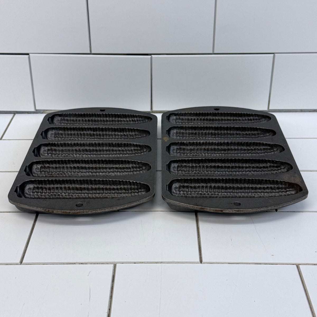 Lodge 527 Cast Iron Corn Stick Pans Set of 2 Vintage 1970s