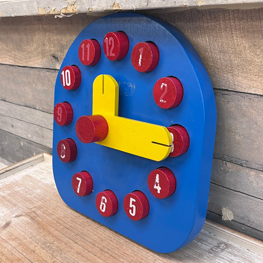 Wooden Teaching Clock Toy, 1970s