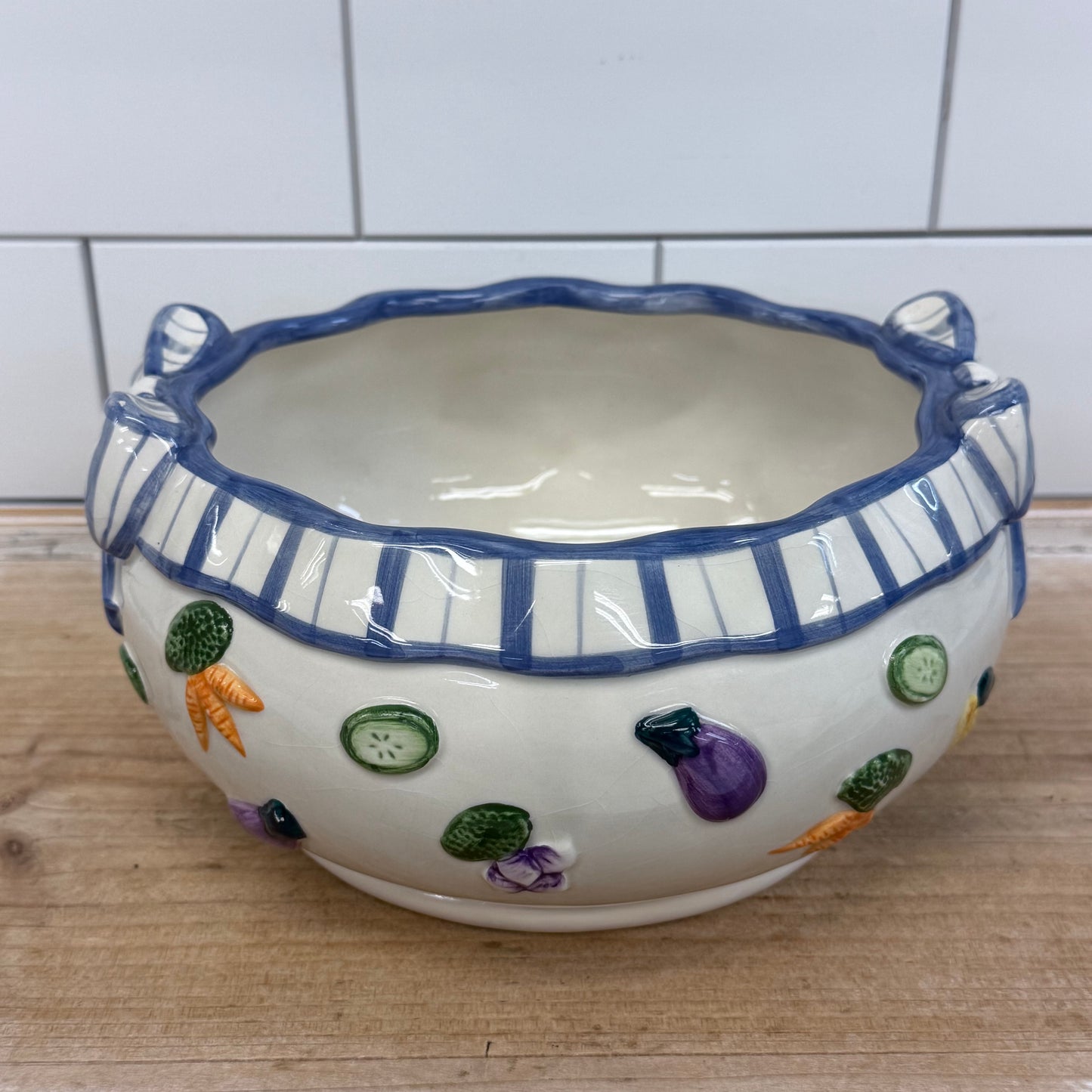 Fitz and Floyd Vegetable Garden Ceramic Serving Bowl 1990s