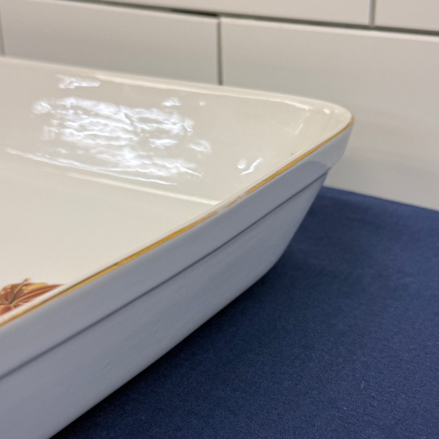 Shafford Chinese Garden Porcelain Baking Dish Japan 1970s