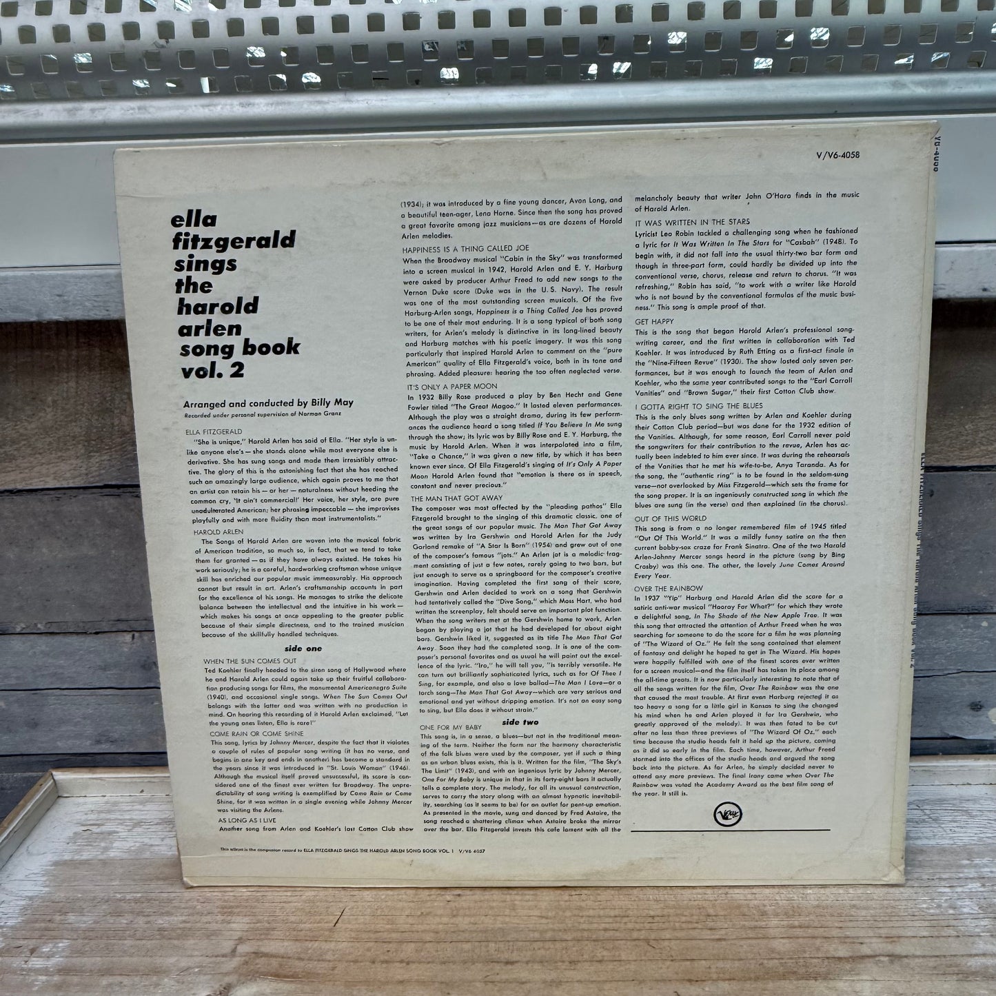 Ella Fitzgerald Sings the Harold Arlen Songbook Vinyl Record, 1961
