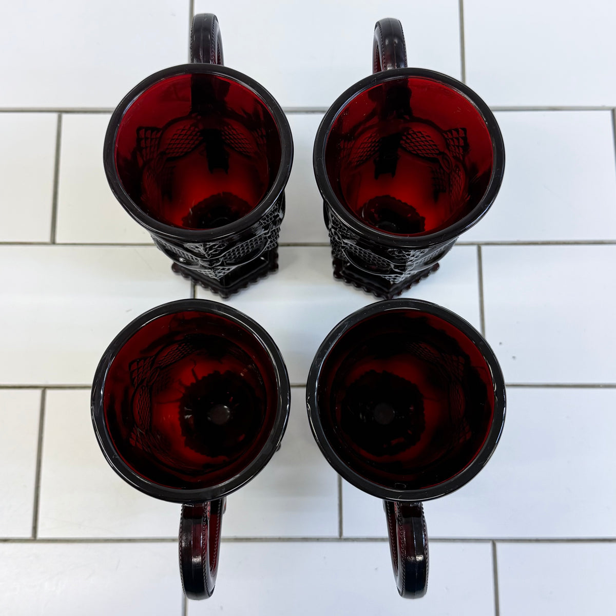 Avon Cape Cod Ruby Red Glass Mugs Set of 4
