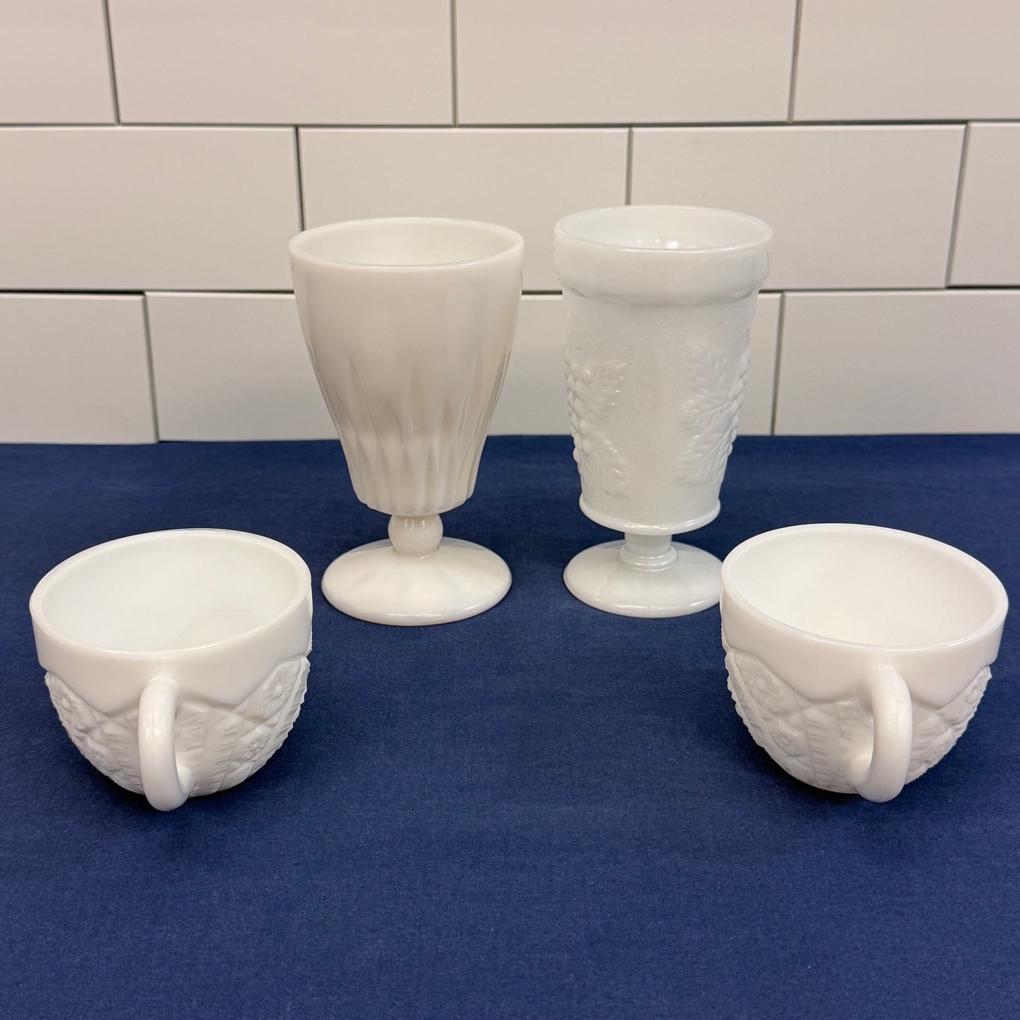 Milk Glass Drinkware Lot McKee Anchor Hocking Hazel-Atlas Vintage 1960s