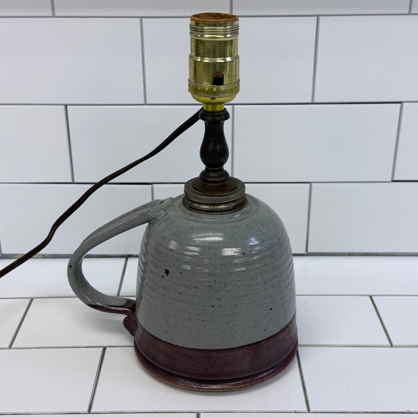 Studio Pottery Jug Lamp Pennsylvania Dutch Folk Art