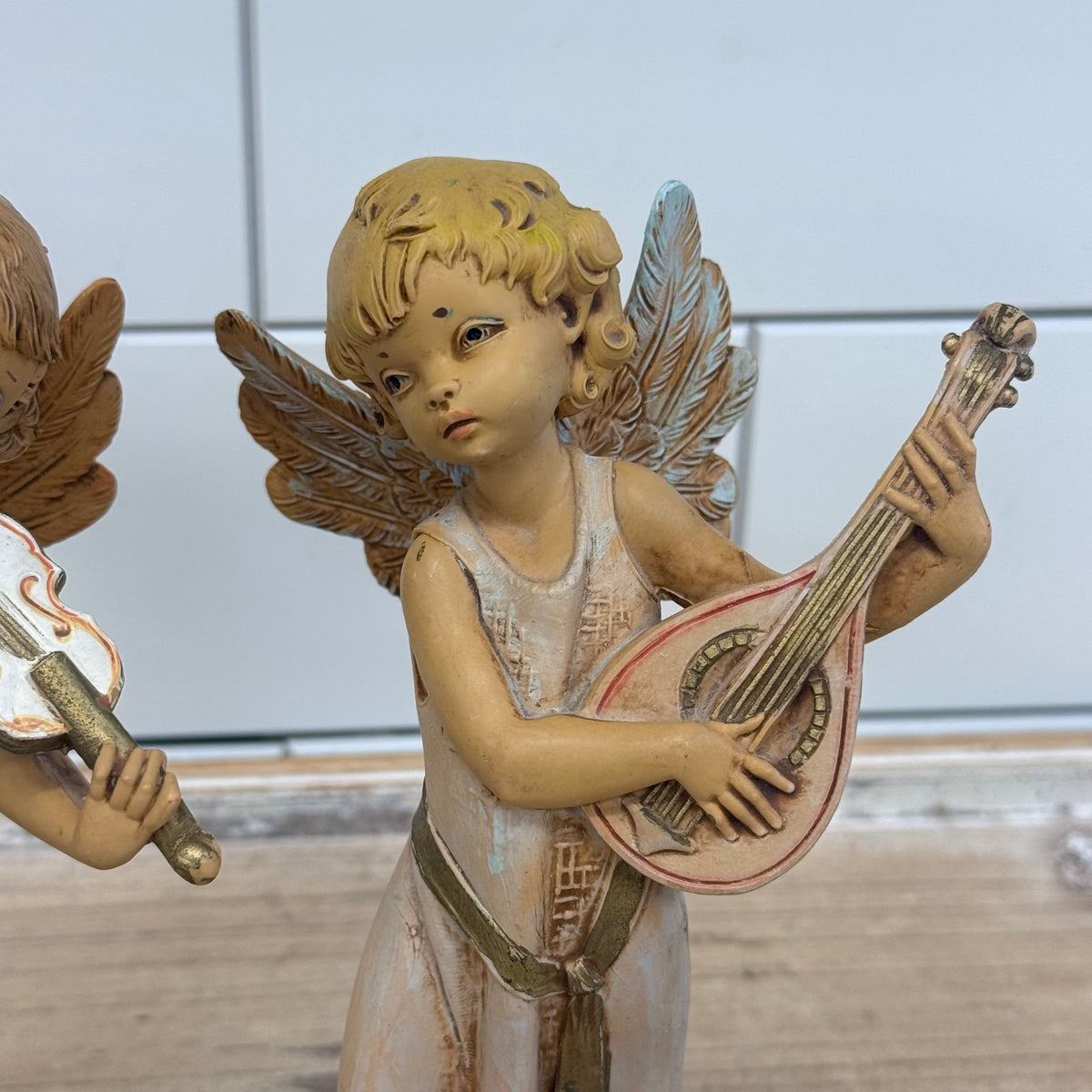 Depose Italy Angel Musician Figurine Pair