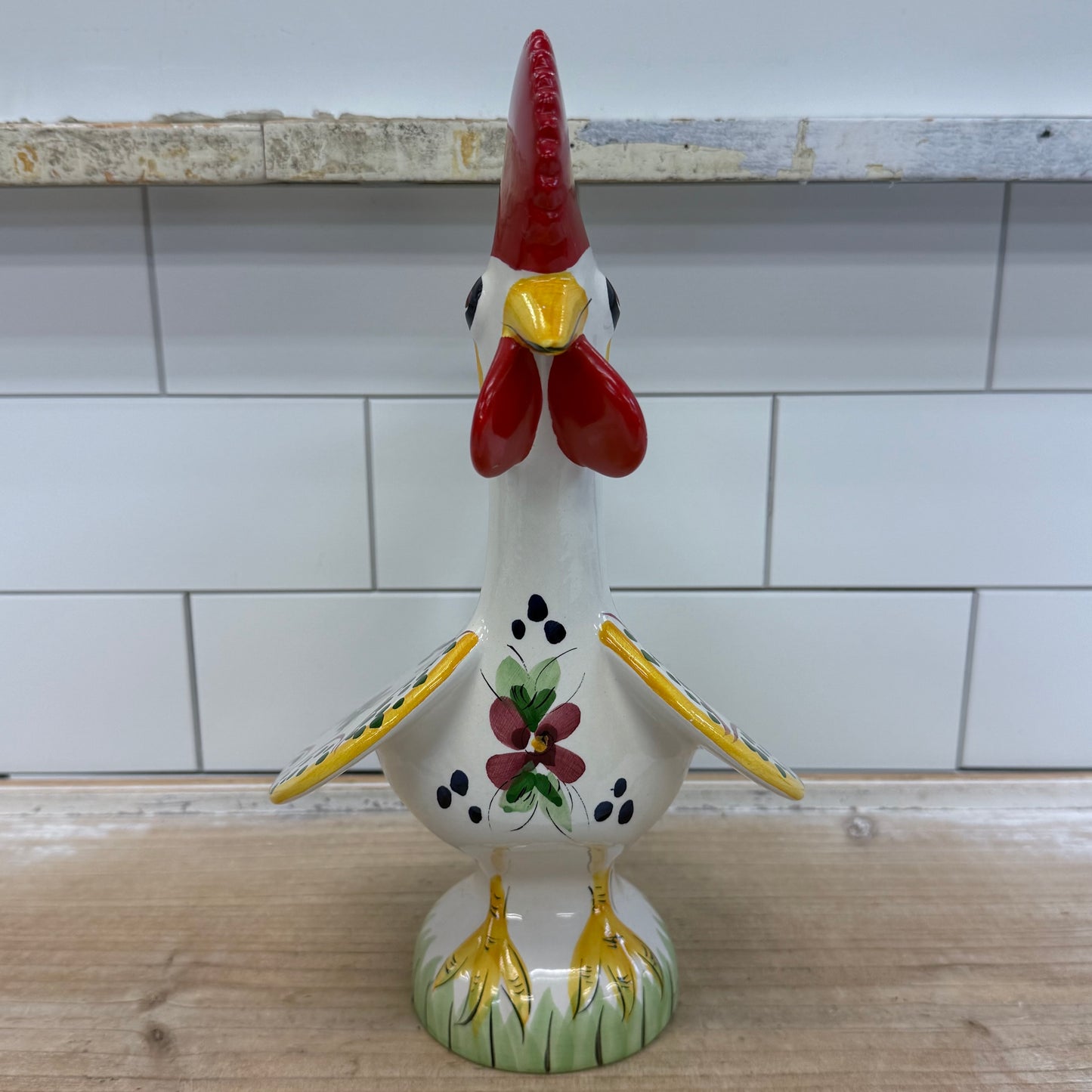Portuguese Hand Painted Ceramic Rooster Figurine Folk Art