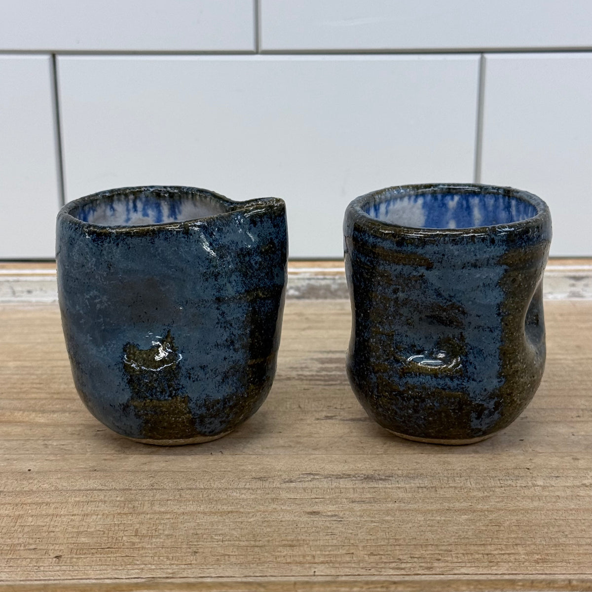 Blue Studio Pottery Stoneware Creamer & Sugar Bowl Set