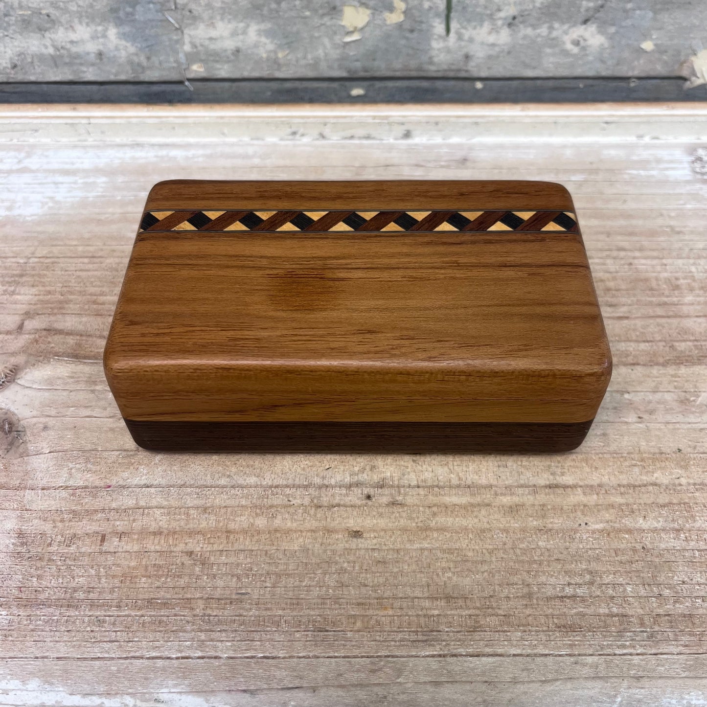 Wood Marquetry Slide Box, Handcrafted