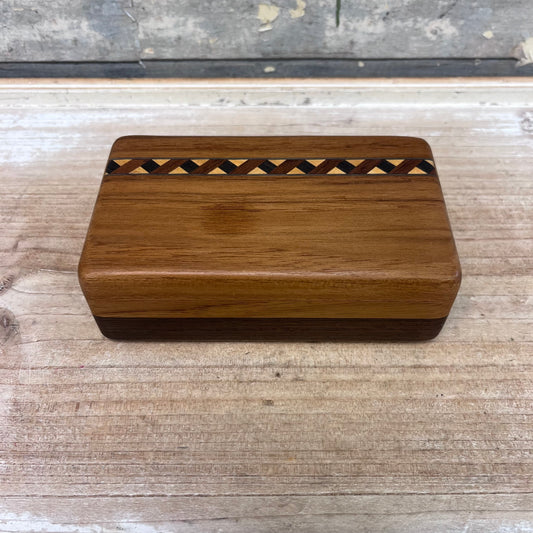 Wood Marquetry Slide Box, Handcrafted