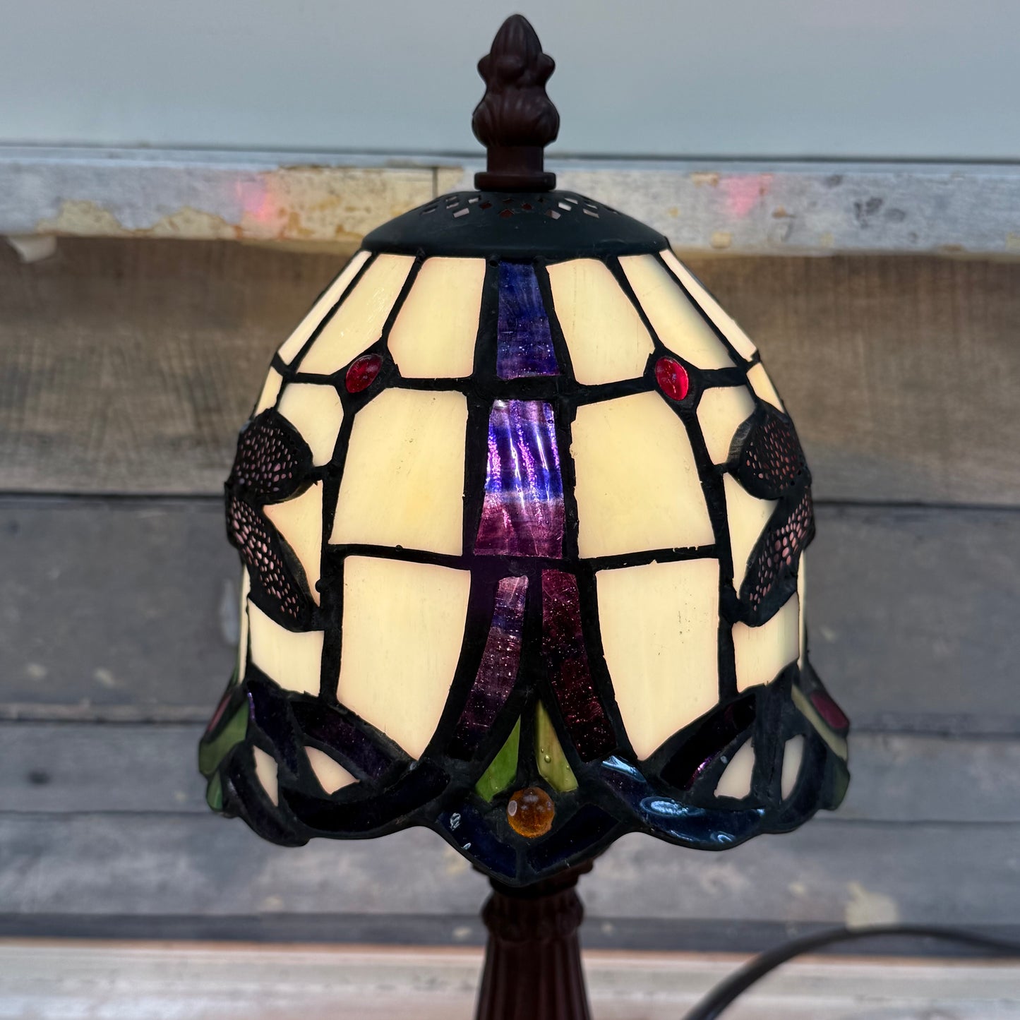 Dragonfly Tiffany Style Stained Glass Accent Lamp