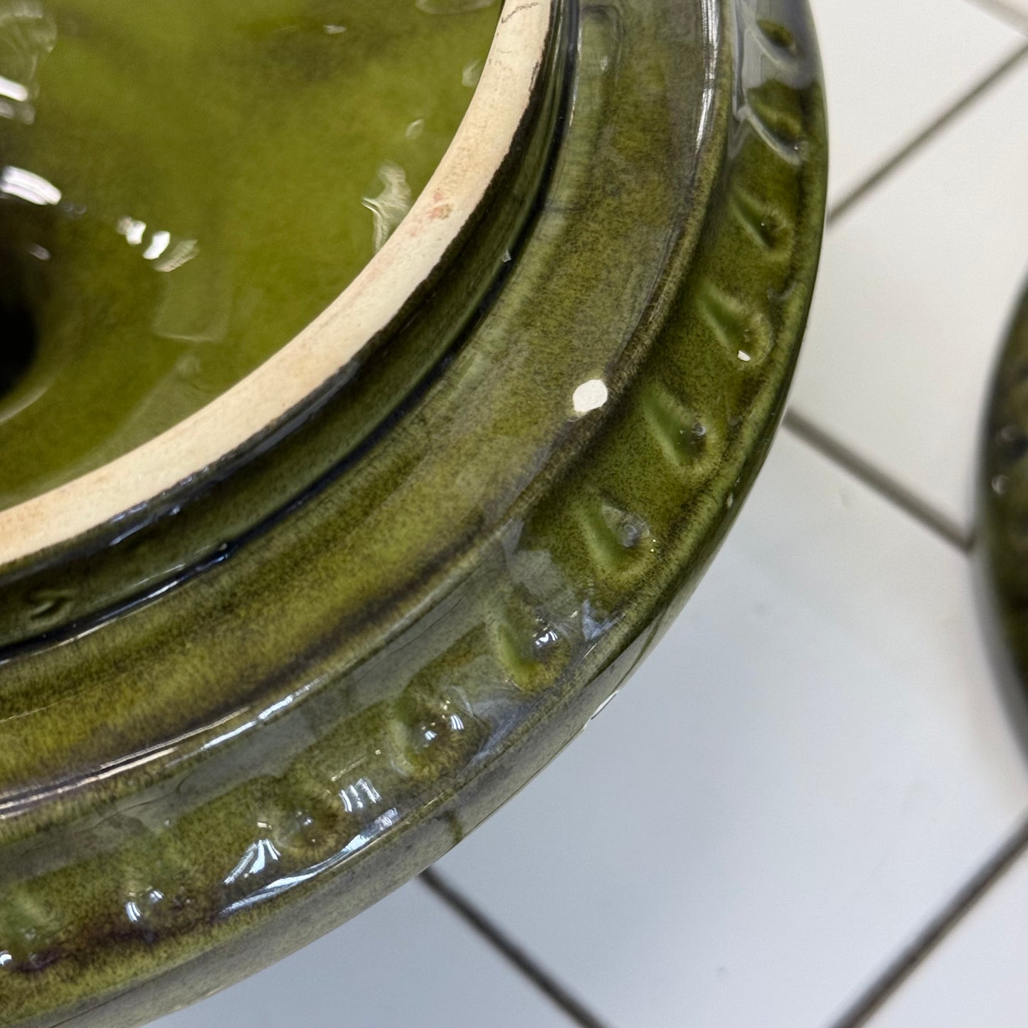Green Drip Glaze Eagle Cookie Jar #2925 Ceramic Canister