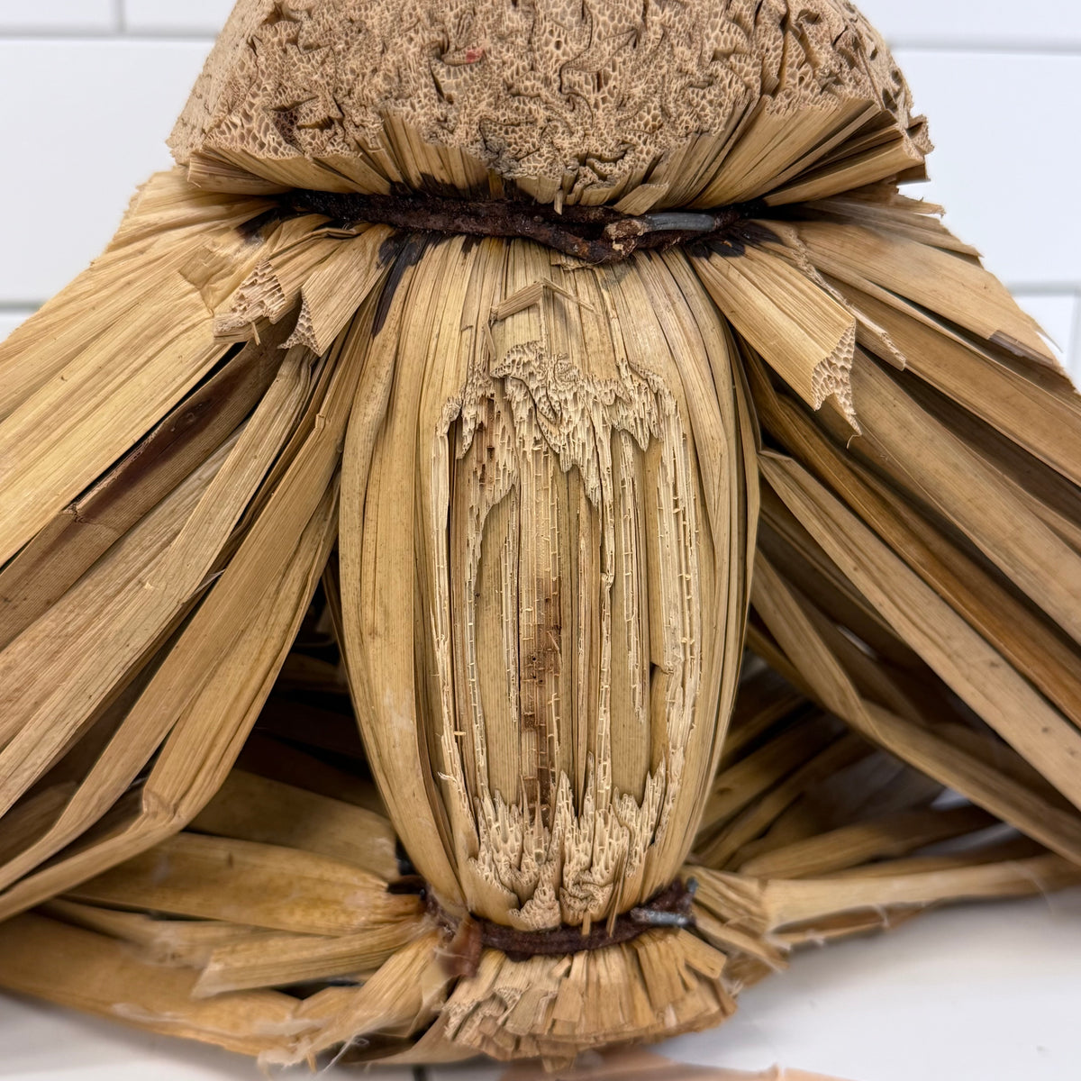 Midwest Importers Corn Husk Wood Turkey Figurine