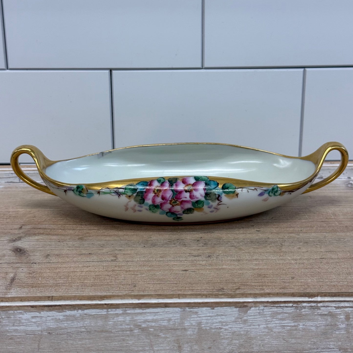 E.H. Heinrich Bavarian Floral Porcelain Relish Dish 1920s
