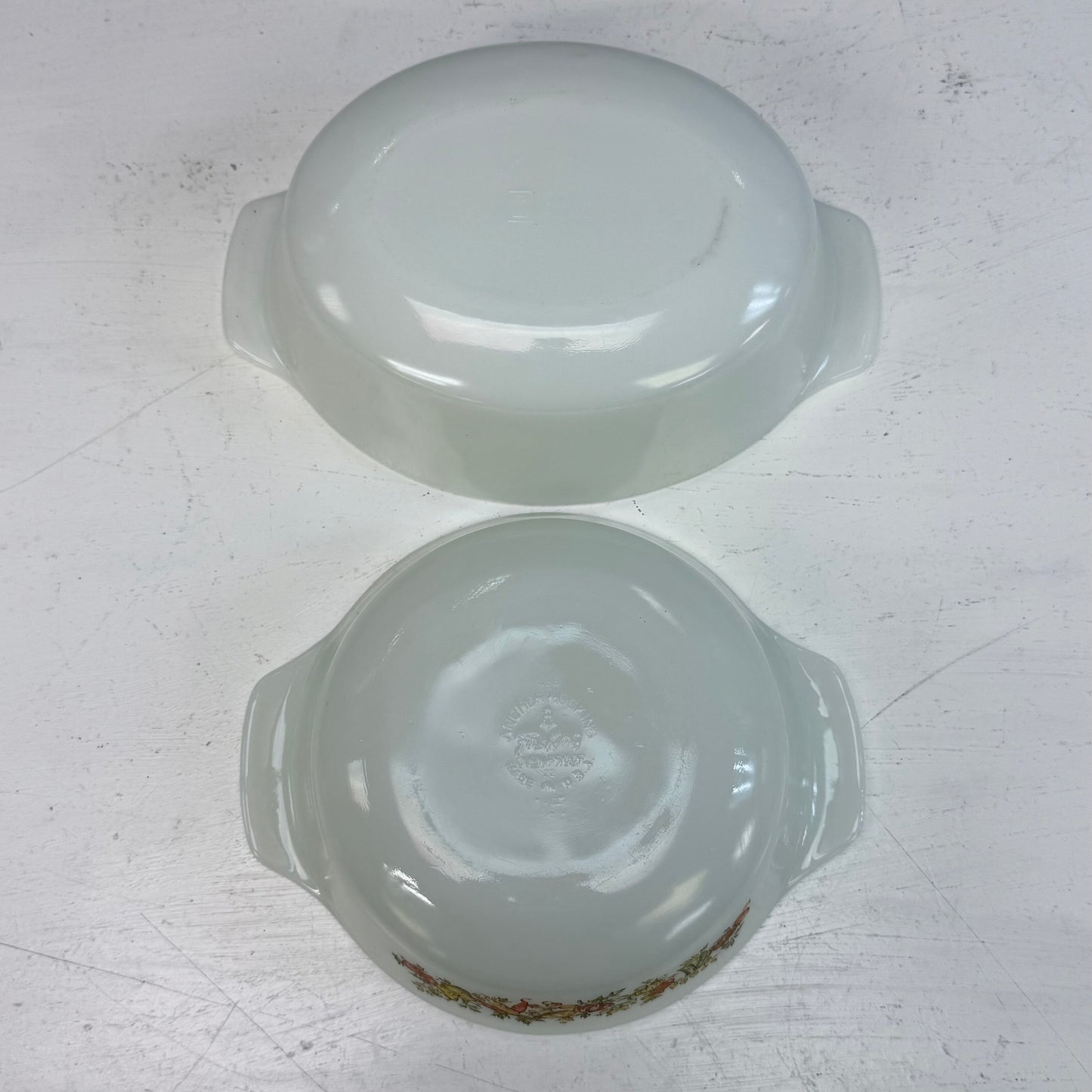 Hocking & Fire King Harvest Vegetable  Casserole Dish, Set of 2