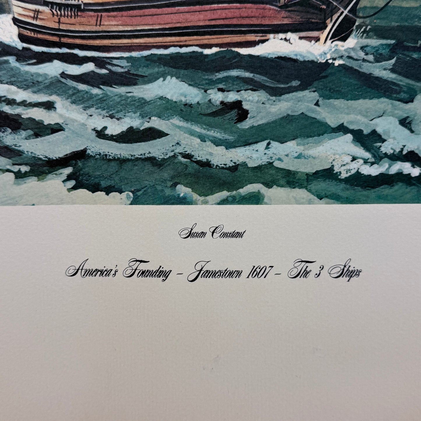 Raul Araluce Three Ships Jamestown 1607 Lithograph