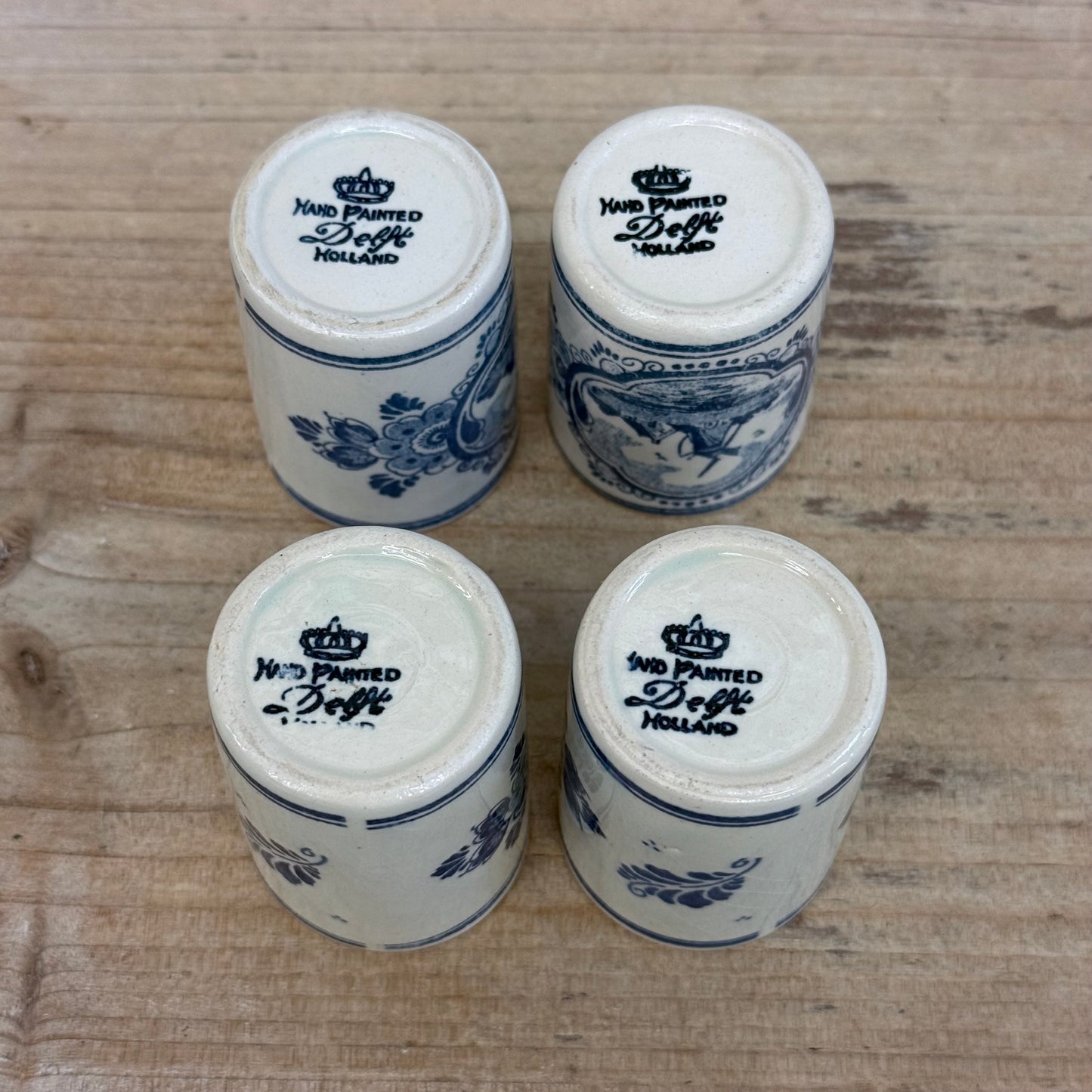 Delft Holland Windmill Shot Glasses Set of 4 Vintage 1960s–70s