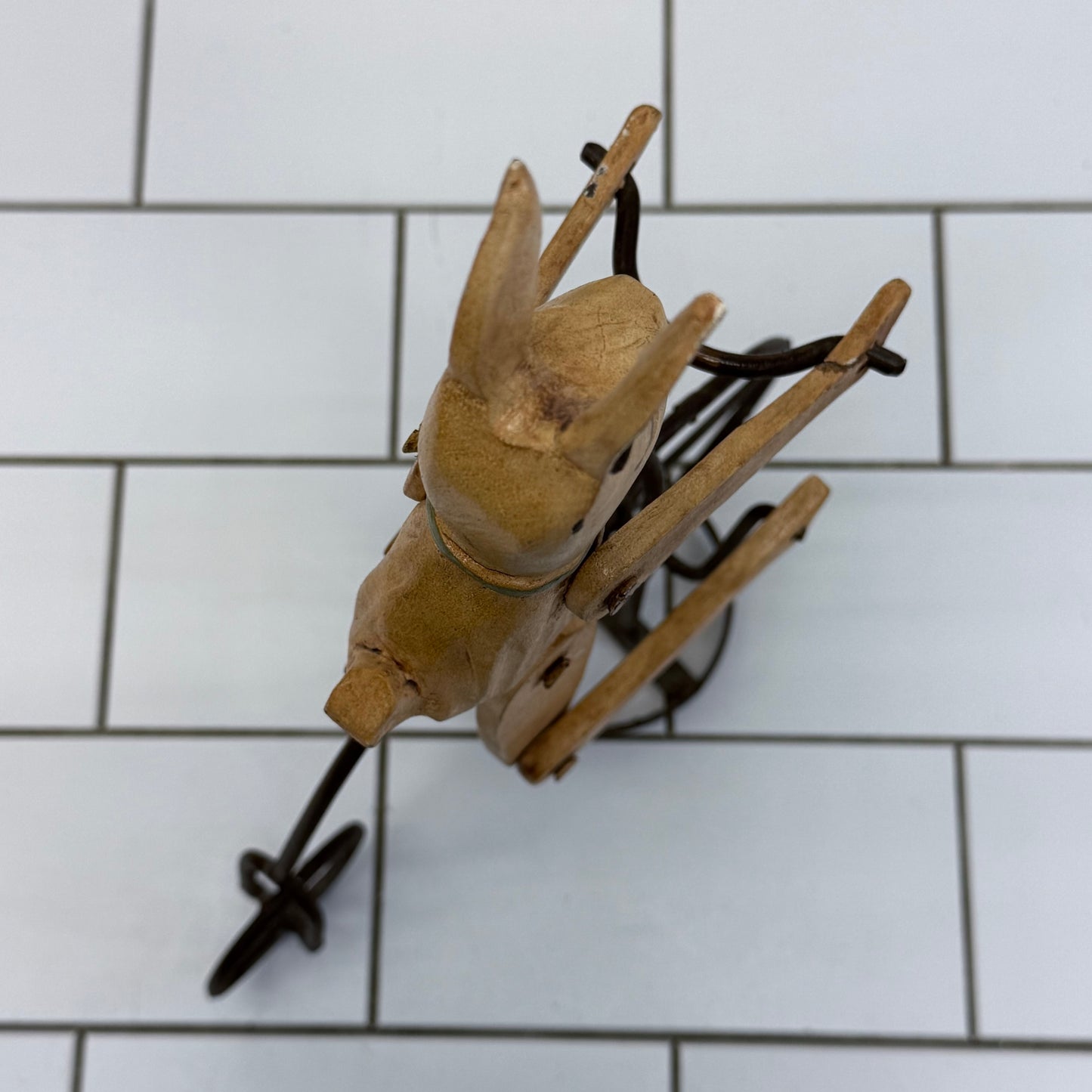 Primitive Rabbit on Penny Farthing Bicycle Folk Art Sculpture