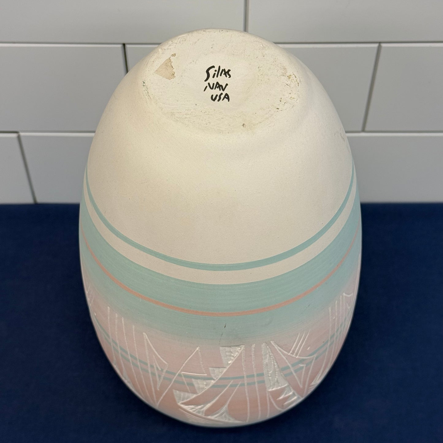 Mesa Verde Pottery Signed Silas Etched Ceramic Vase Colorado