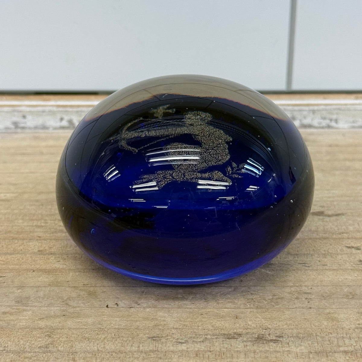Murano Sagittarius Zodiac Cobalt Blue Art Glass Paperweight 1960s