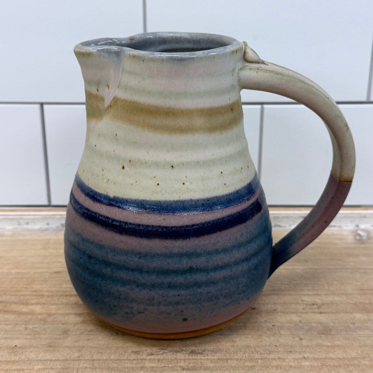 Holloman Signed Studio Pottery Stoneware Pitcher 1980s